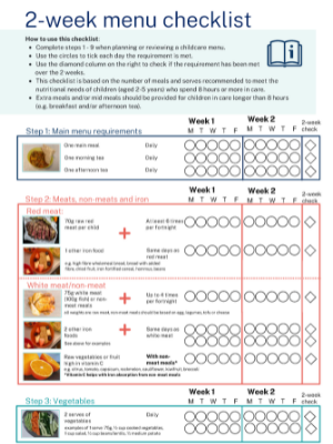 Two-week menu checklist