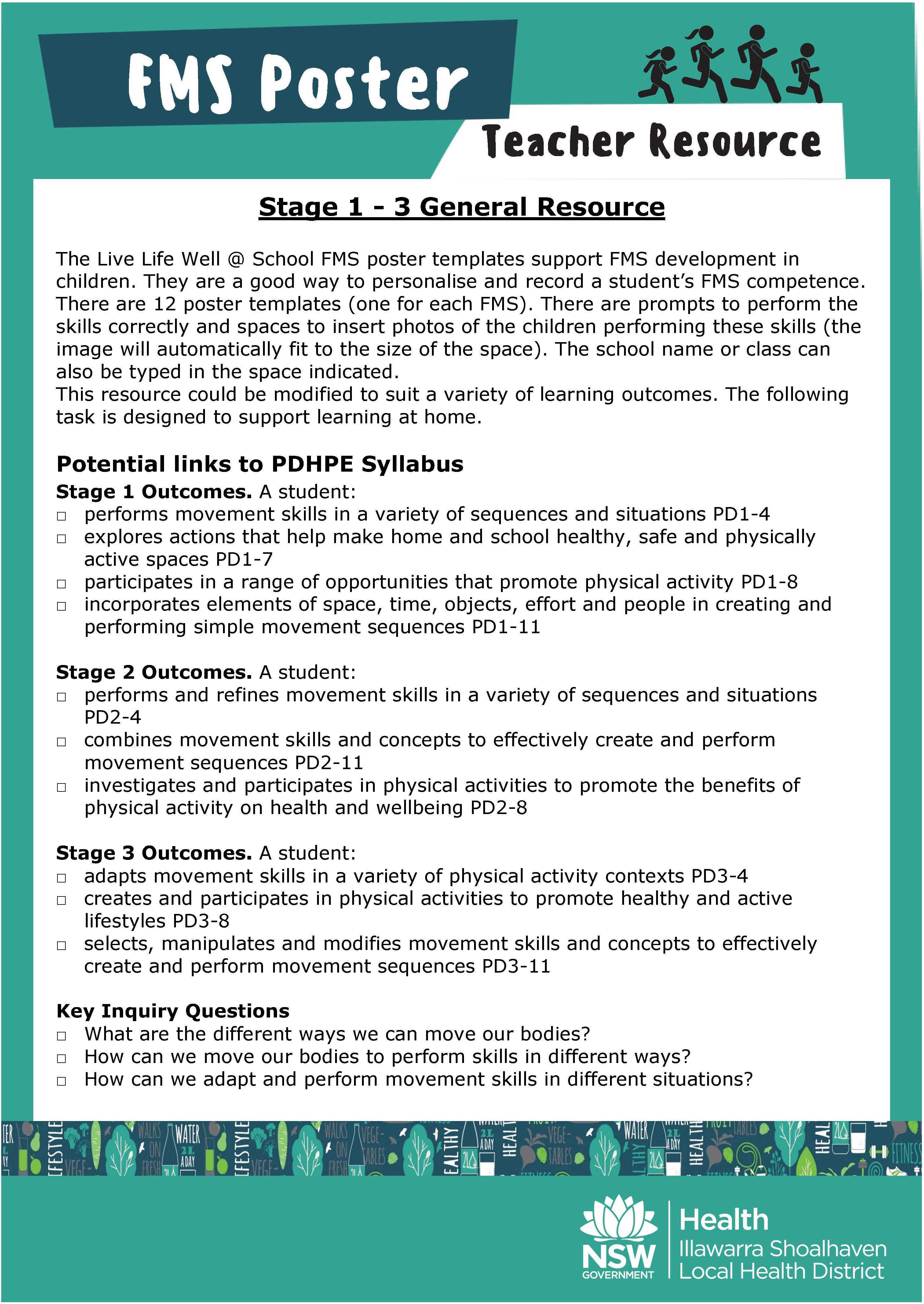 Instructions for FMS student task for teachers