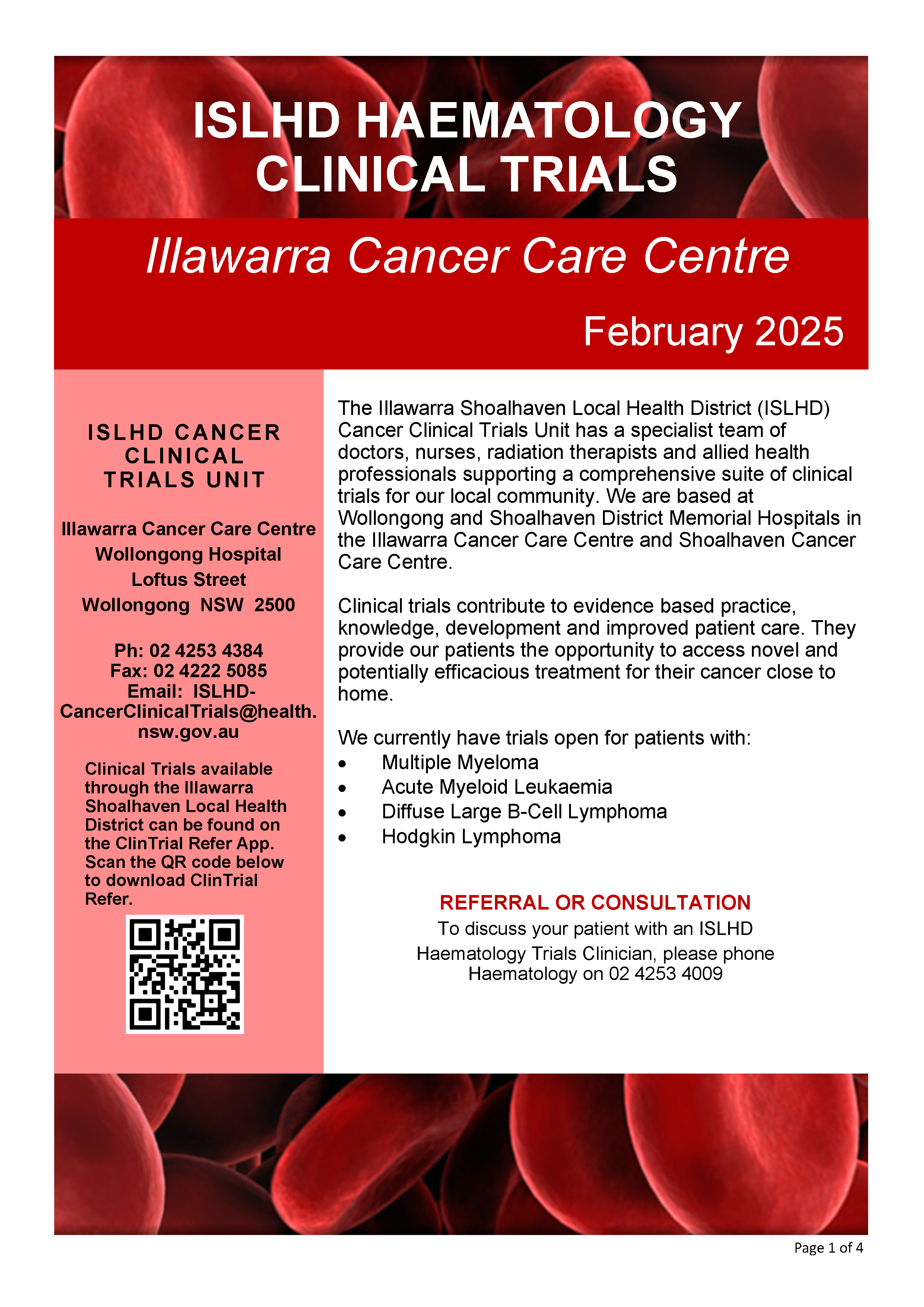 Cover of ICCC Haematology Clinical Trials newsletter