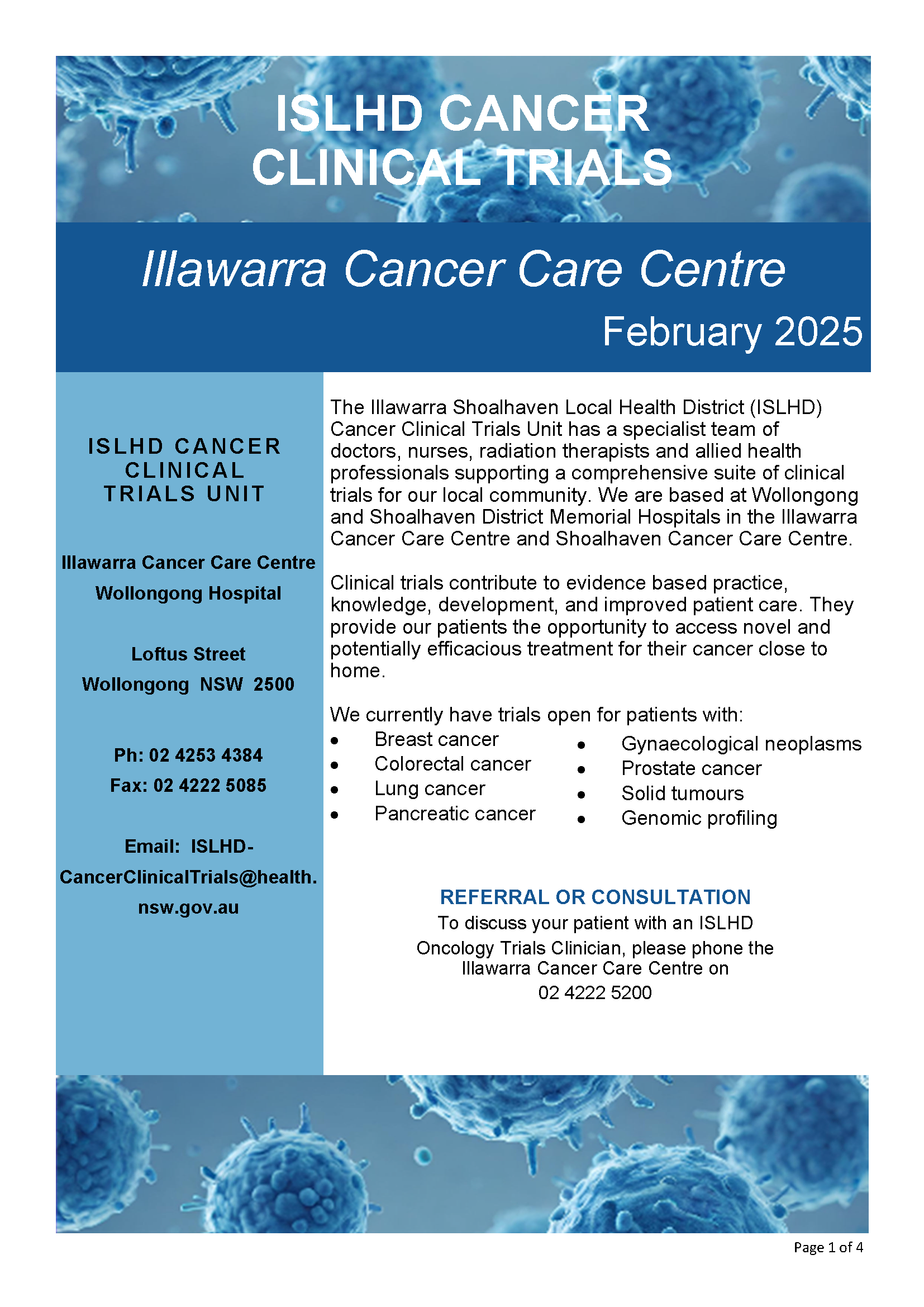 Cover of ICCC Oncology Clinical Trials newsletter