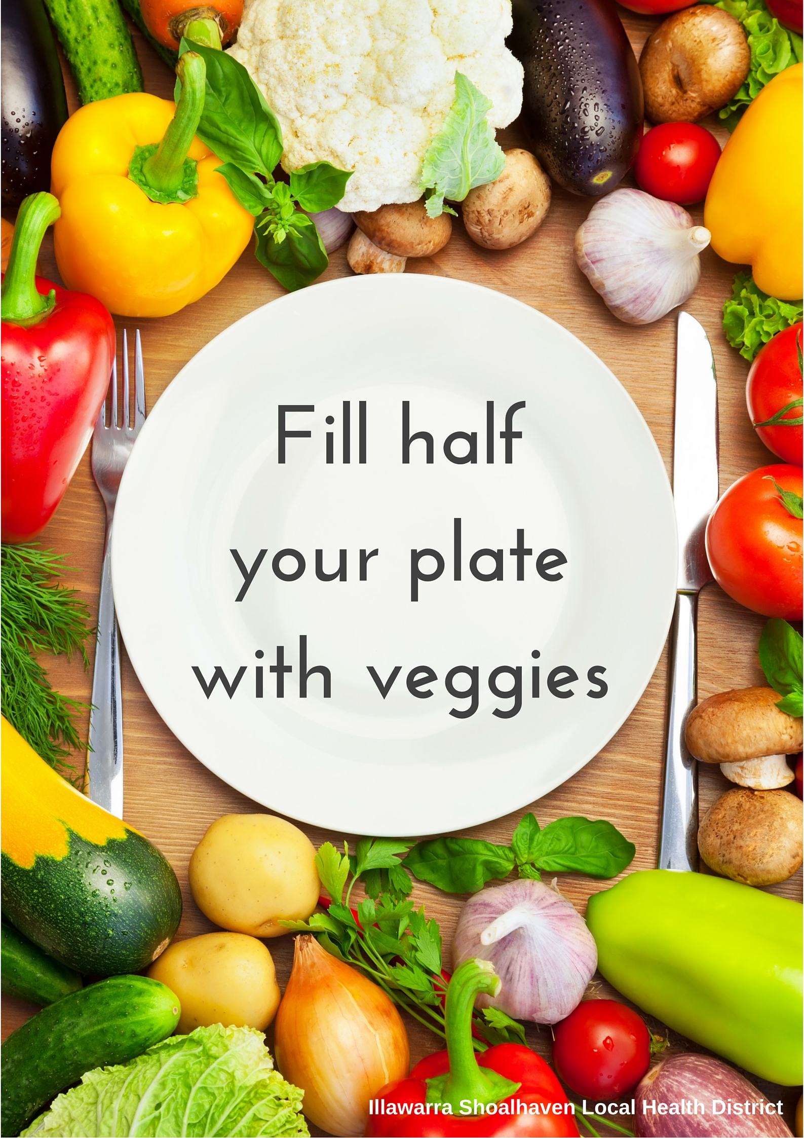 Half fill your plate with veggies - healthy grab