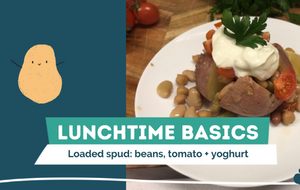 Loaded spud: bean, tomato & yogurt