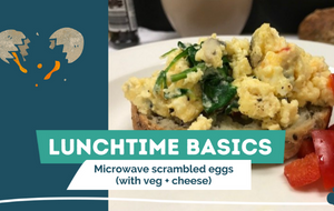 Microwave scrambled eggs (with veg & cheese)