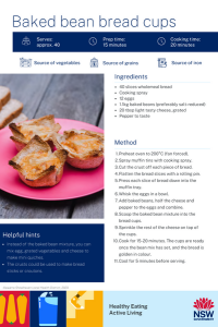 Baked bean bread cups recipe flyer image