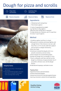 Dough for pizza and scrolls recipe flyer image