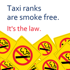 Taxi ranks are smoke free. It's the law.