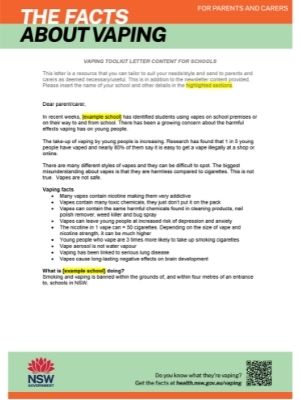 Letter content to send to parents