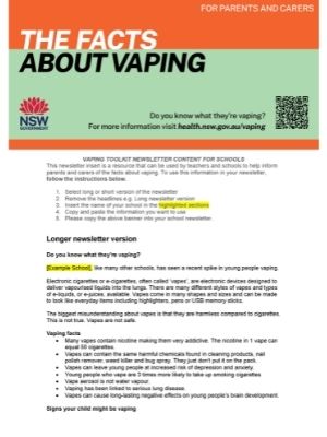 Newsletter content for schools
