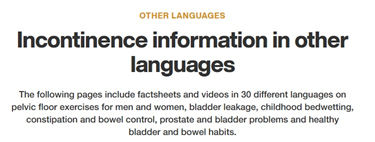 Incontinence information in other languages