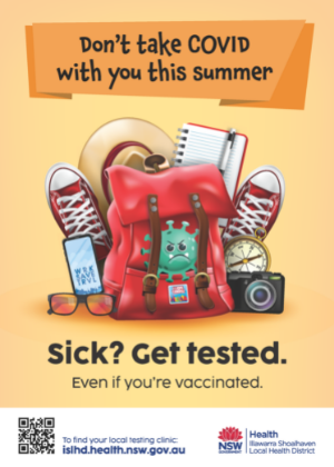 Don't take COVID with you this summer backpack poster