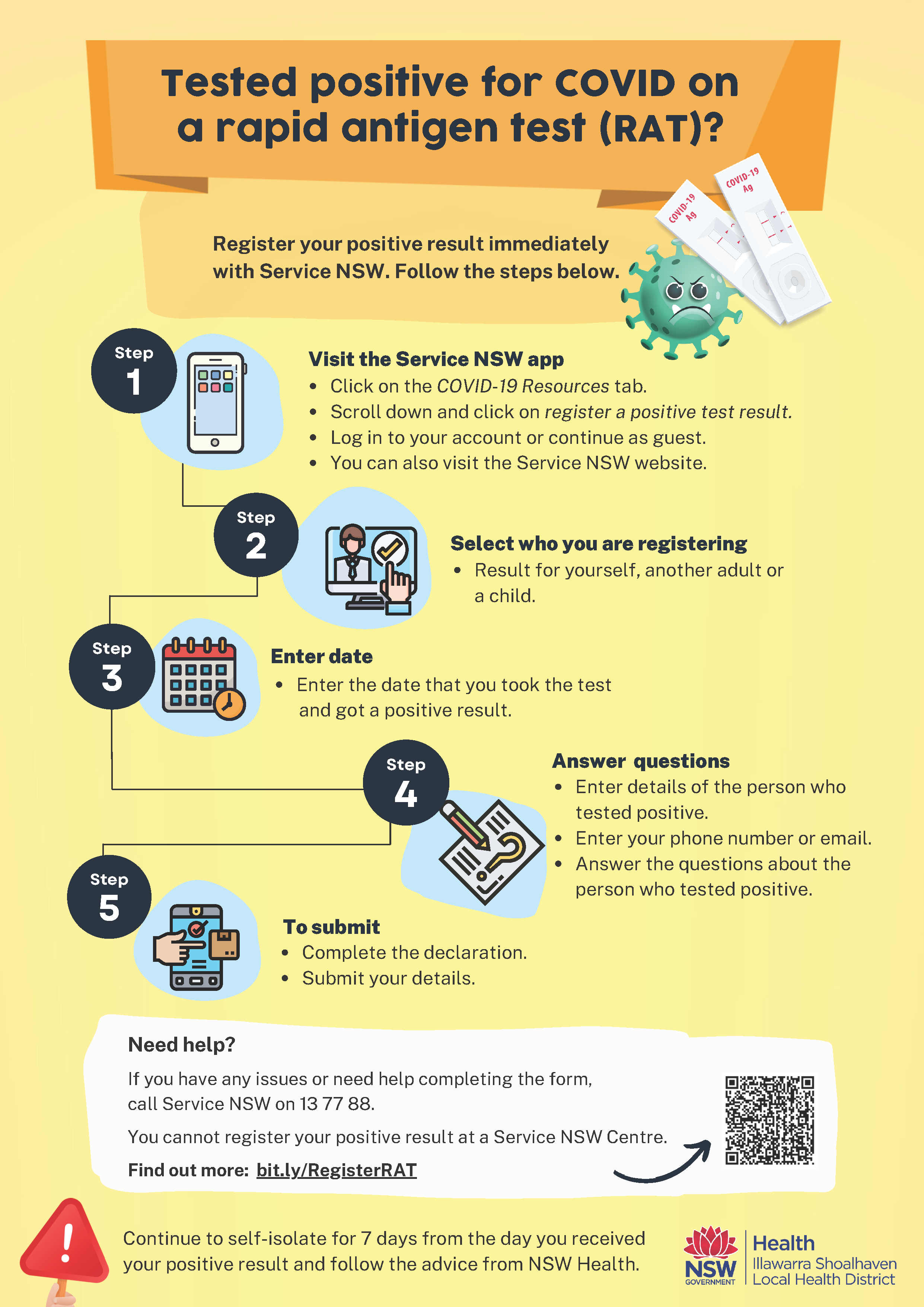 How to register a positive rapid antigen test result