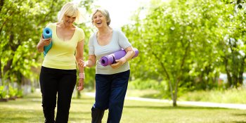 Two ladies exercising in the park