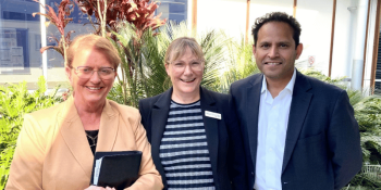 Margot Mains, Lorraine Chantrill and Prof Walter Abhayaratna