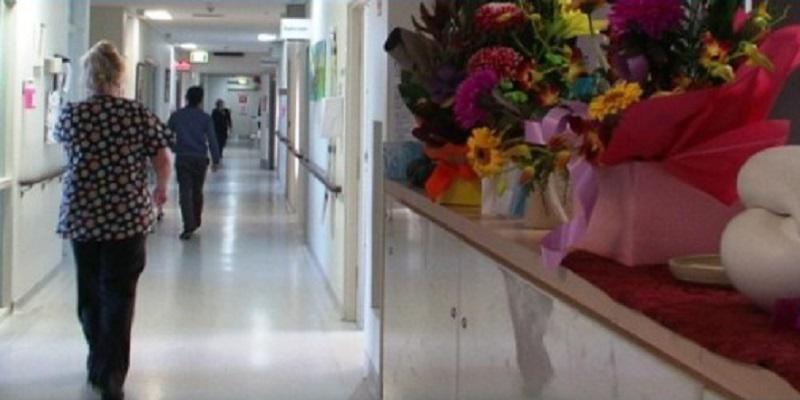 Hospital corridor and flowers