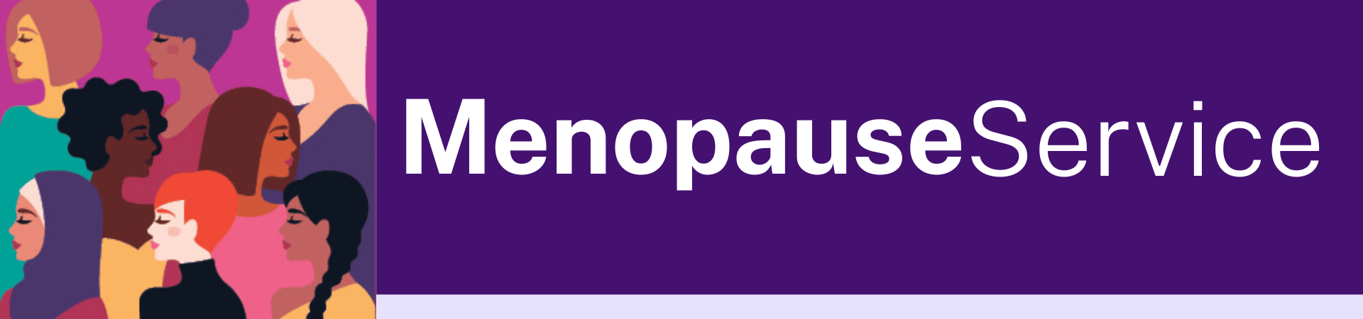 Bright banner with Menopause Service words