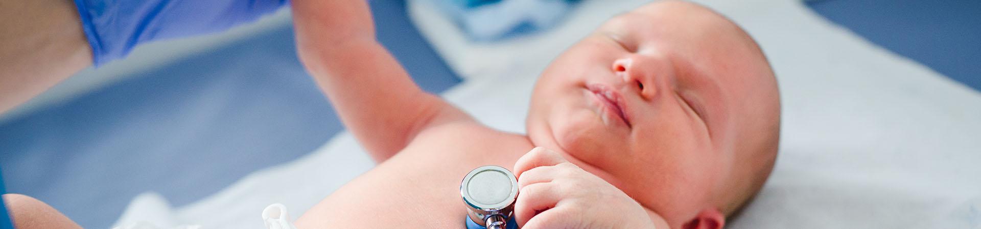 newborn baby with stethoscope